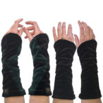Handstulpen "Harlekin" Petrol/Schwarz Samt