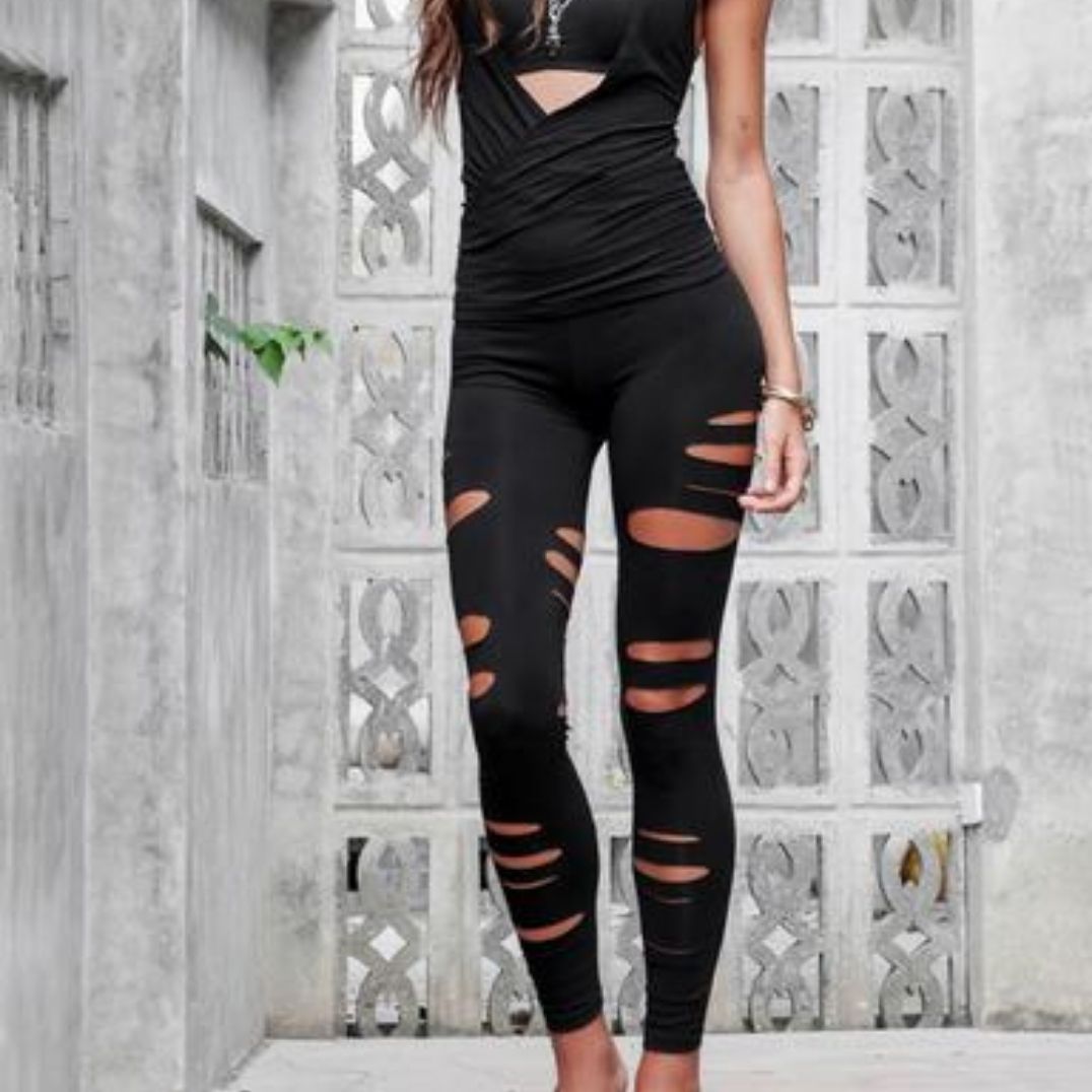 Leggings Cut-out Liloo Wear Trinity - Black aus Bambus