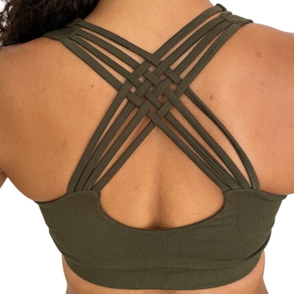 Bra Top by Aurin Cross Back Olive - Back - Aurinshop Vienna