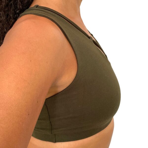 Bra Top by Aurin Cross Back Olive - Side - Aurinshop Vienna