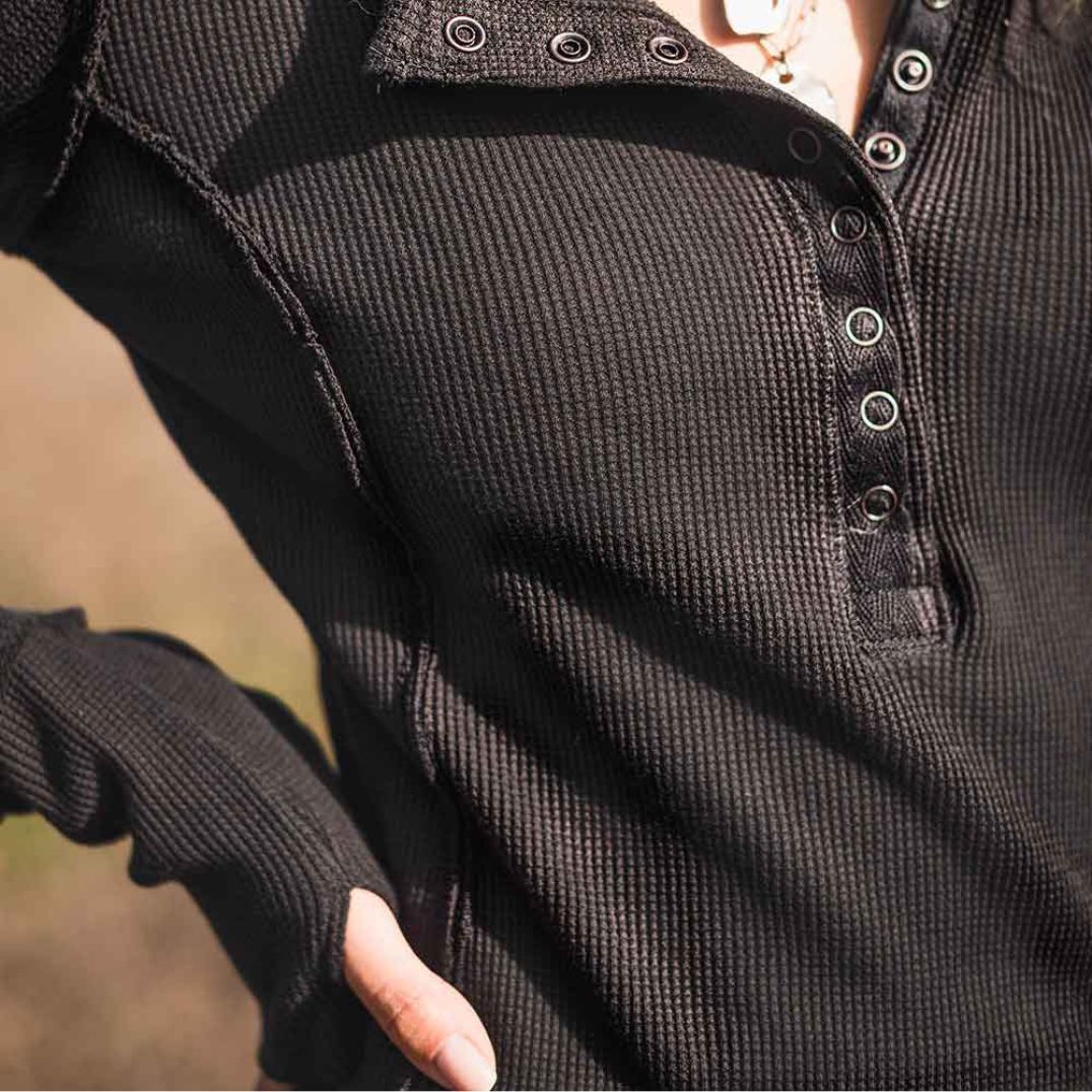 Longsleeve "Zelda" Charcoal, Bio BW