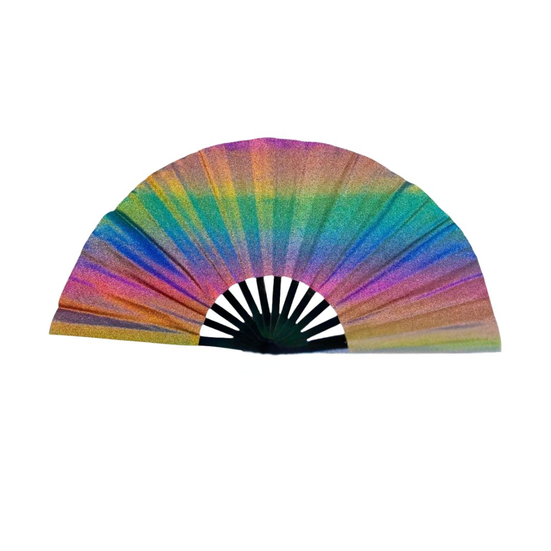 Fächer XL "Rainbow Glitter"