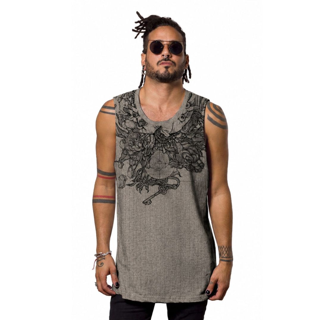 Tank Top "Key Dragon" Wash Grey