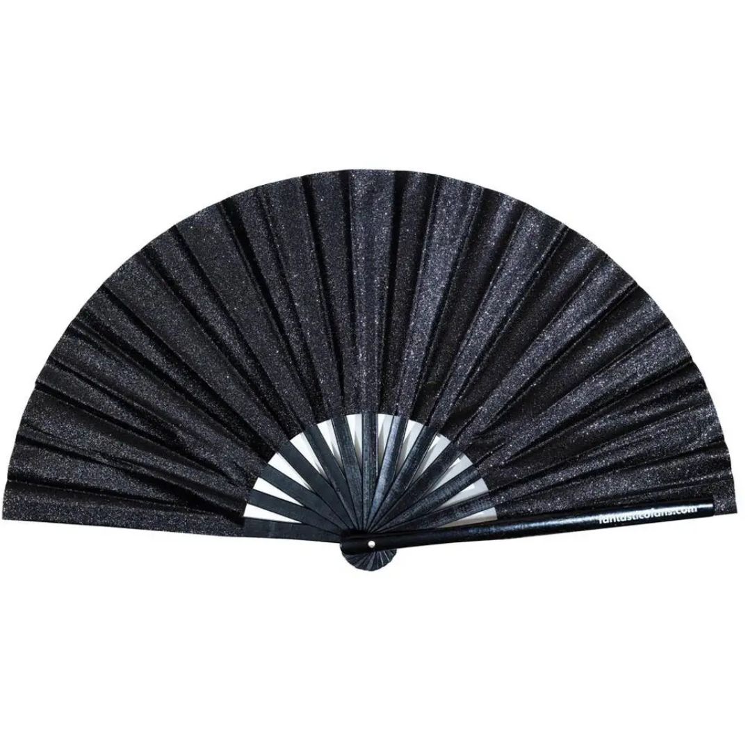 Fächer XL "Black Mega Glitter"