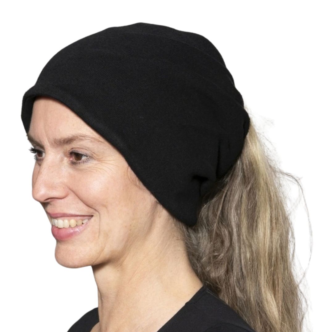 Haube aus Strick-Uni "Nancy" Black