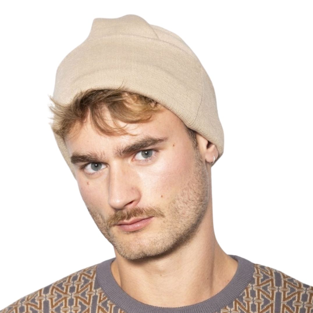 Haube aus Strick-Uni "Nancy" Beige