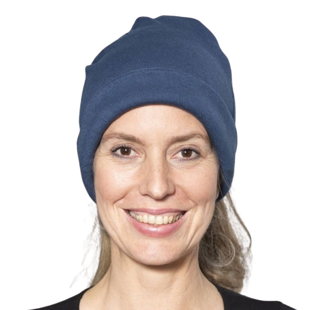 Haube aus Strick-Uni "Nancy" Dark Blue – Bild 2