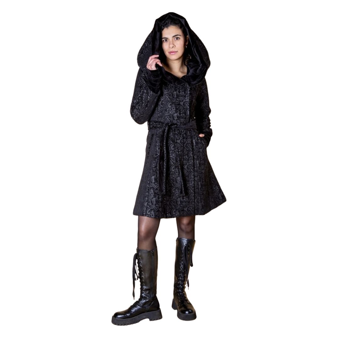 Mantel aus Brokat „Mara" Black – Bild 4