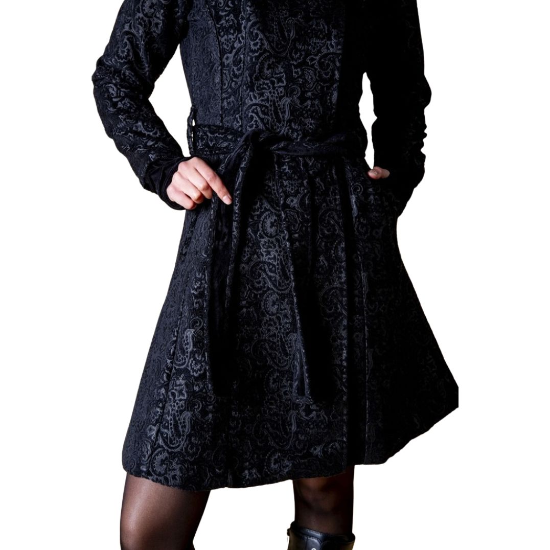 Mantel aus Brokat „Mara" Black – Bild 3
