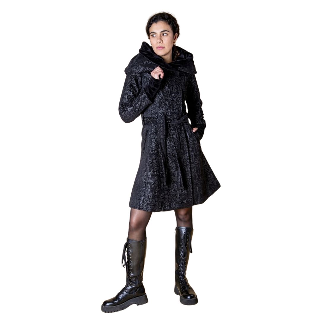 Mantel aus Brokat „Mara" Black