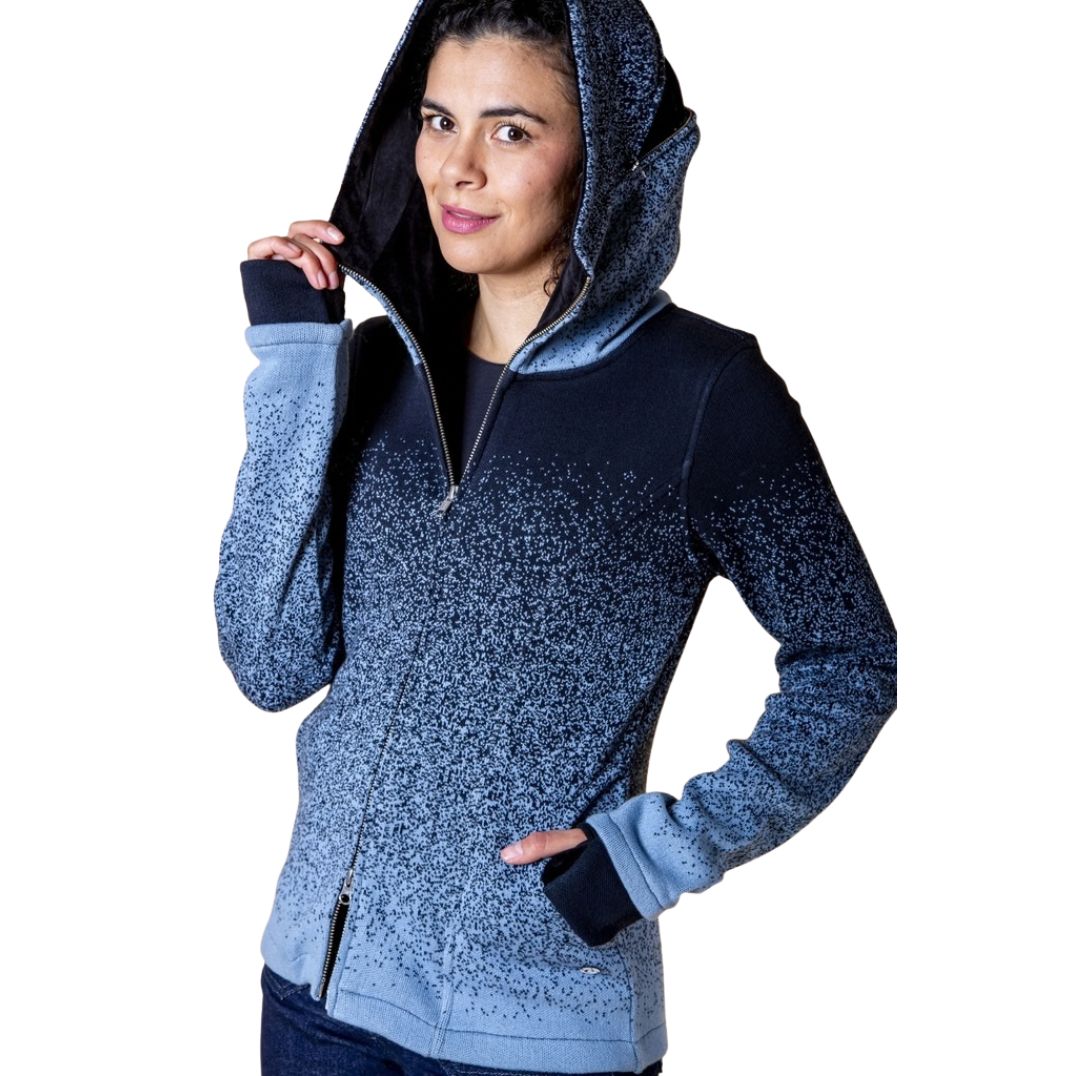 Jacke aus Strick-Jaquard "Nayana" Blue Ombre – Bild 3