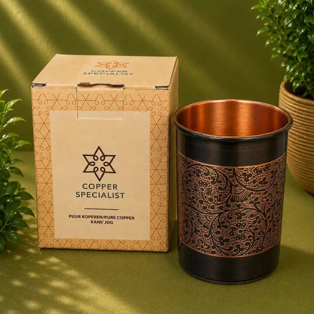 Kupferbecher 300 ml geätztes Muster