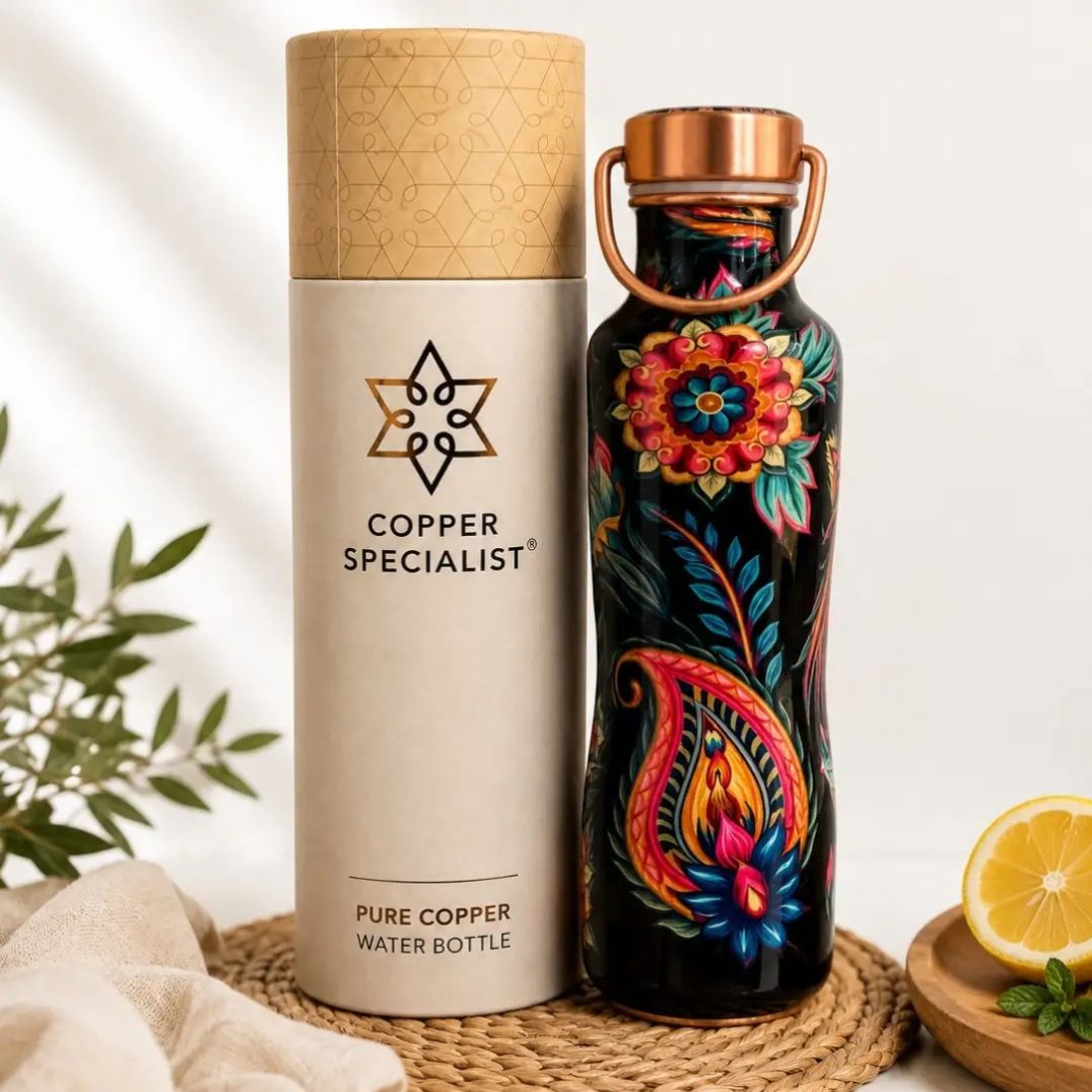 Kupferflasche "Blumenmuster mit Griff" 950ml