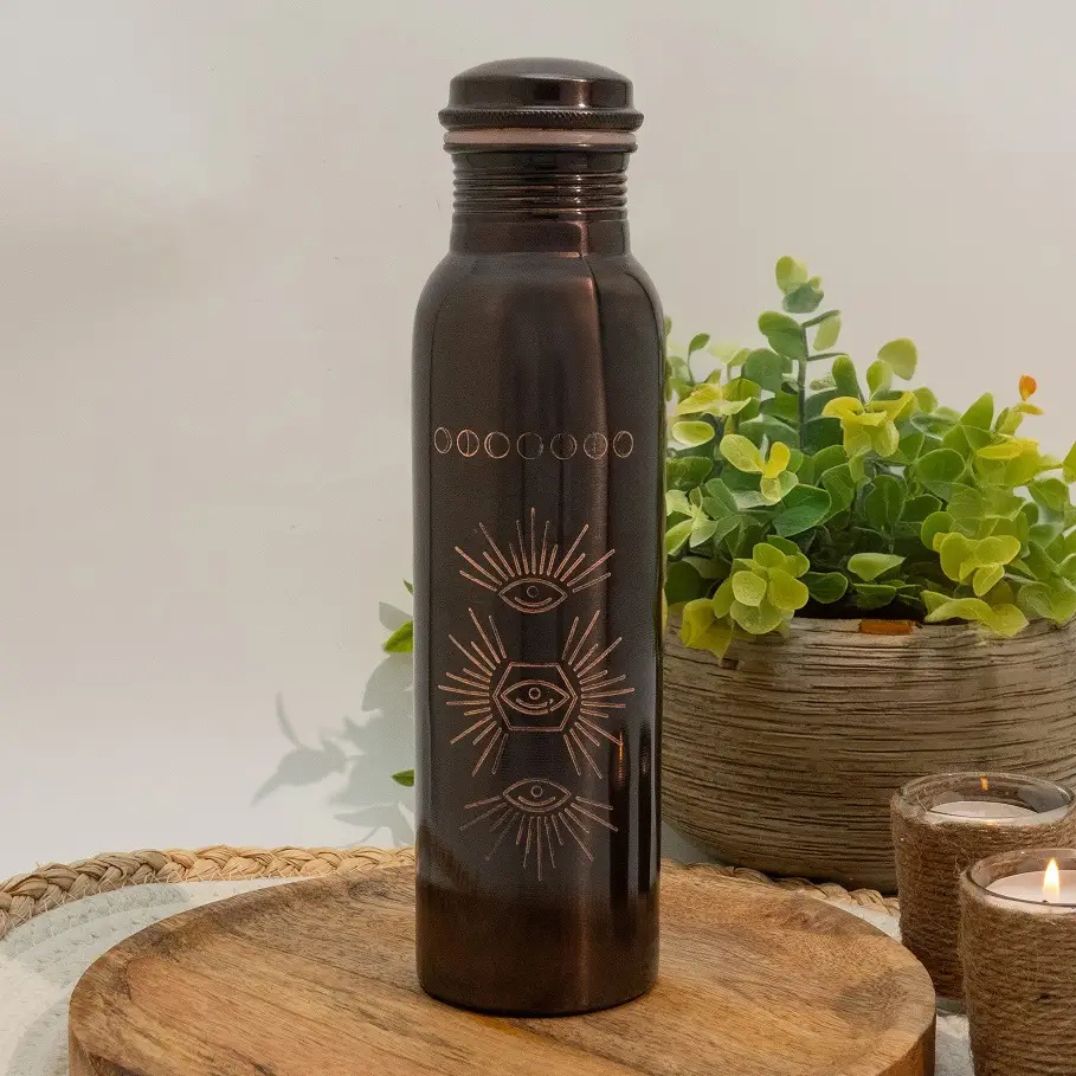 Kupferflasche "gravierte Sonne antik" 950ml